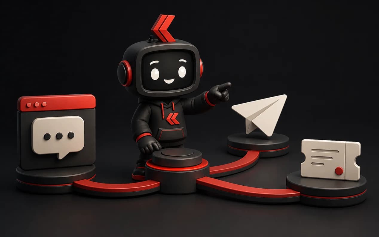 Каниман распределяет обращения между веб-чатом, Telegram и тикетами